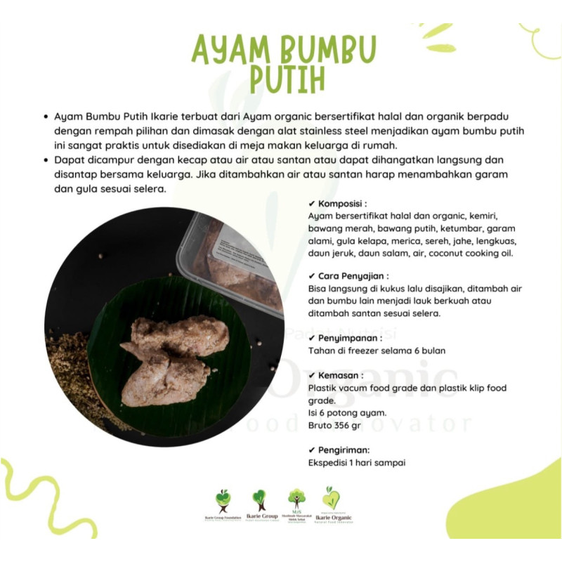 Ayam organik bumbu putih by ikarie organic