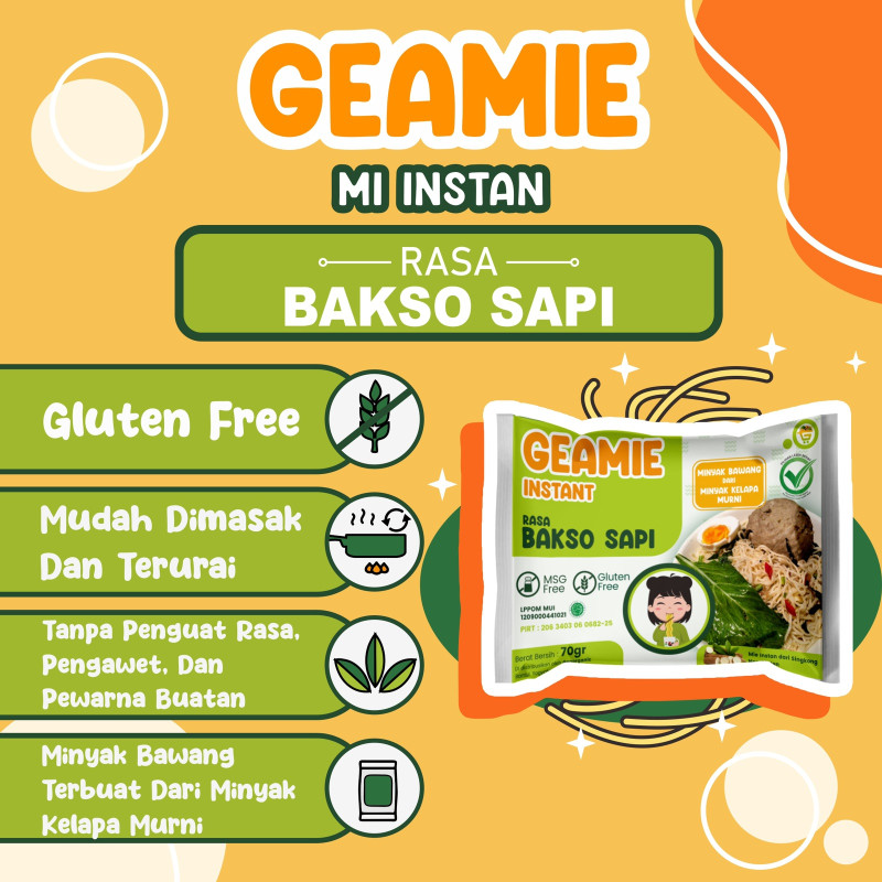 Mie instan kuah bakso sapi gluten free geamie