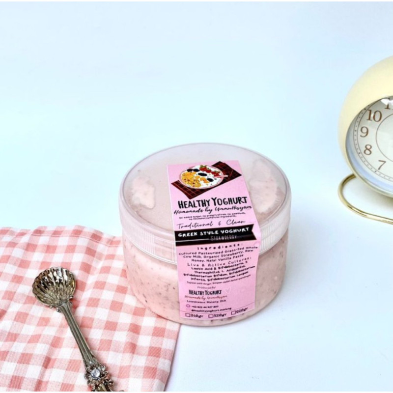 Organic Strawberry greek yoghurt grassfed healthy yoghurt malang
